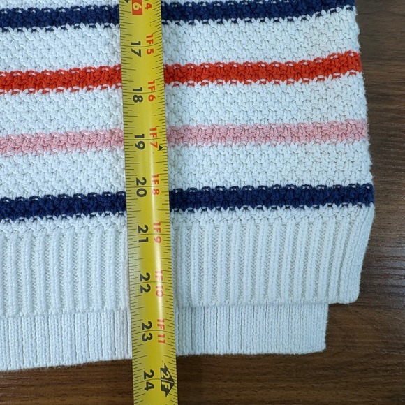 Old Navy Womens Multi Color Stripe Textured Cotton Blend Crewneck Sweater Medium - Picture 11 of 12